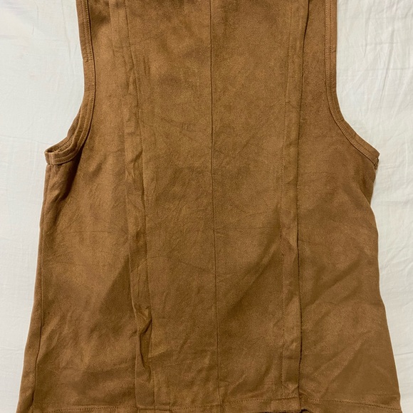 Ethereal Tan Suede-Like zipper side vest size S - Picture 4 of 6